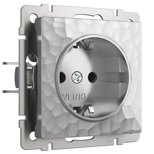 Розетка с заземлением без рамки Werkel Hammer 1-м. серебряный фото Розетка с заземлением без рамки Werkel Hammer 1-м. серебряный картинка